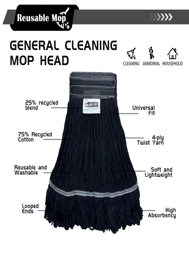 KLHB-YF Heavy Duty Wet Industrial Cleaning Mop Head - 21 oz Black mop Head Replacement Cotton Washable Industrial mop Heads Heavy Duty for Commercial & Home Cleaning（Balck） - Image 3