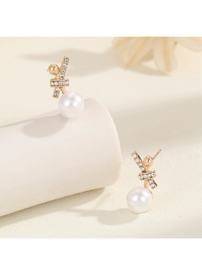 Goolsky أقراط دروب كريستال لؤلؤ فضة استرليني 925 للنساء – أقراط كورية بسيطة - Image 2