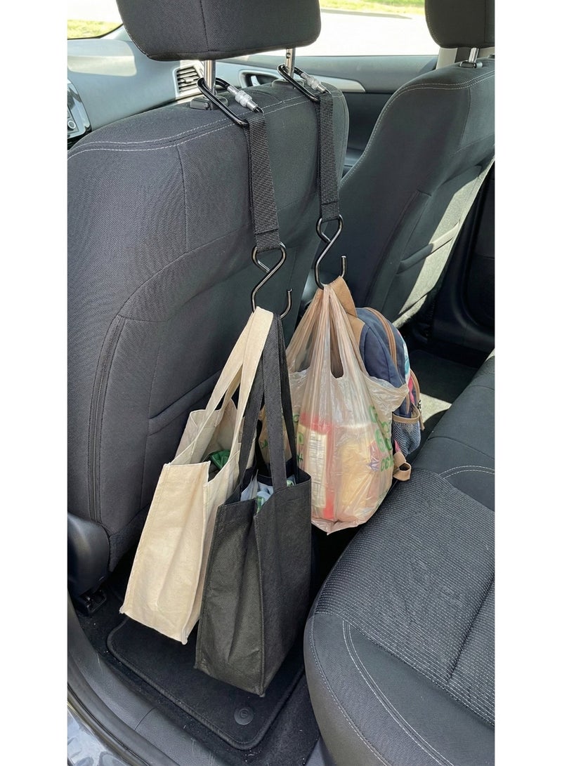 4x Locking Carabiner Hooks for Car Headrest & Chain Link Fence – Perfect Grocery Bag, Backpack, Sports Gear & Water Bottle Organizer - Image 2