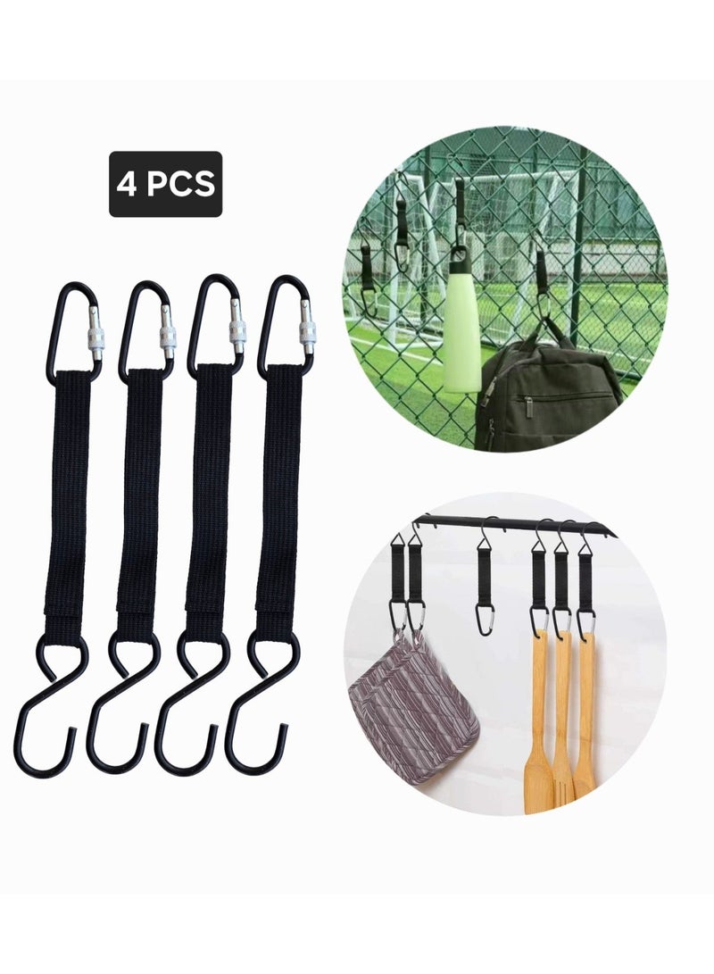 4x Locking Carabiner Hooks for Car Headrest & Chain Link Fence – Perfect Grocery Bag, Backpack, Sports Gear & Water Bottle Organizer - Image 1