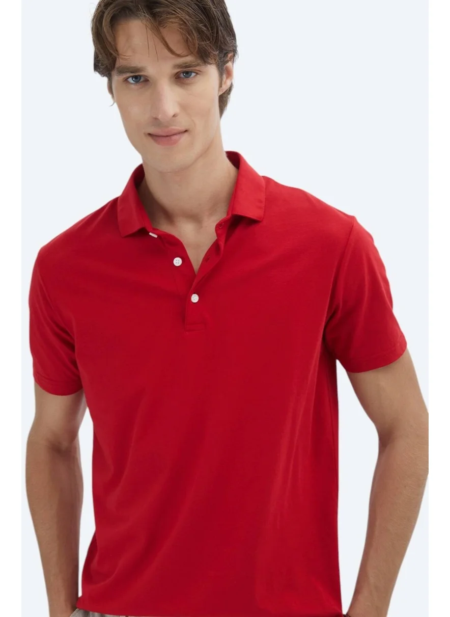 Kip Red Plain Polo Collar 100% Cotton T-Shirt