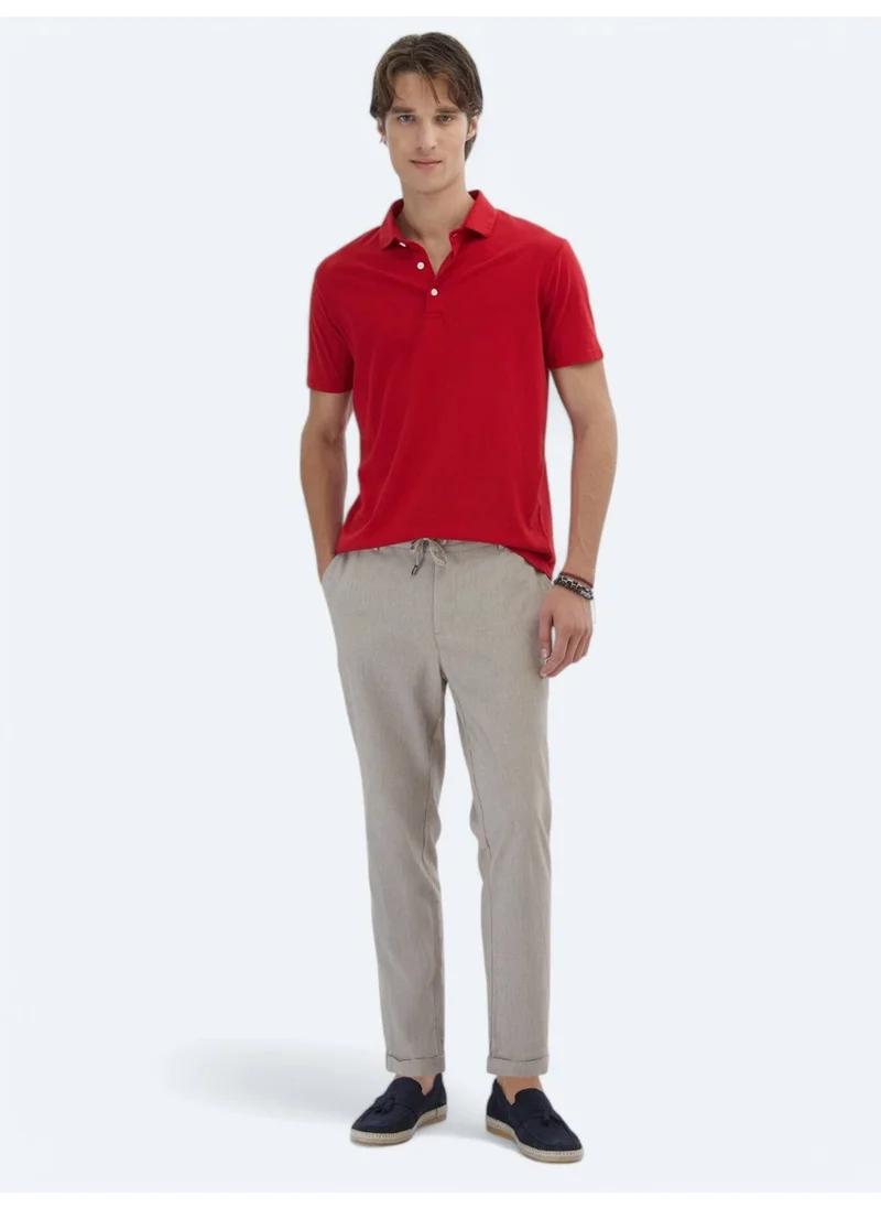 Kip Red Plain Polo Collar 100% Cotton T-Shirt