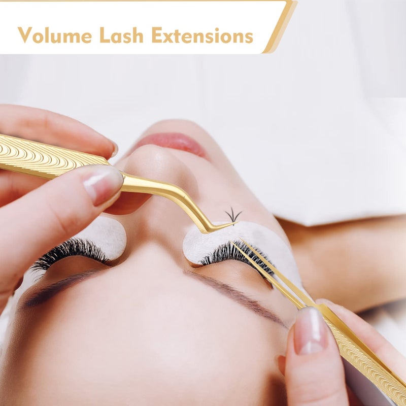 Ms.Queen Lash Tweezers for Eyelash Extension-Professional Lashing Tweezers for Mega Volume Mink Eyelashes Extensions Applying,5PCS Set - Image 3