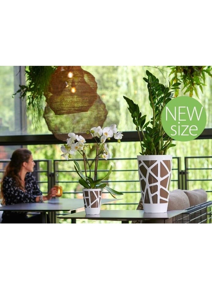 أيدل وعاء زهور بلاستيكي مزخرف مقوس 40 سم - وعاء دائري للزراعة الداخلية والخارجية للبالكون، وتوب الطاولة والحديقة - وعاء نباتي زخرفي متعدد الألوان - مصنوع في إيطاليا - من إيديل - Image 3