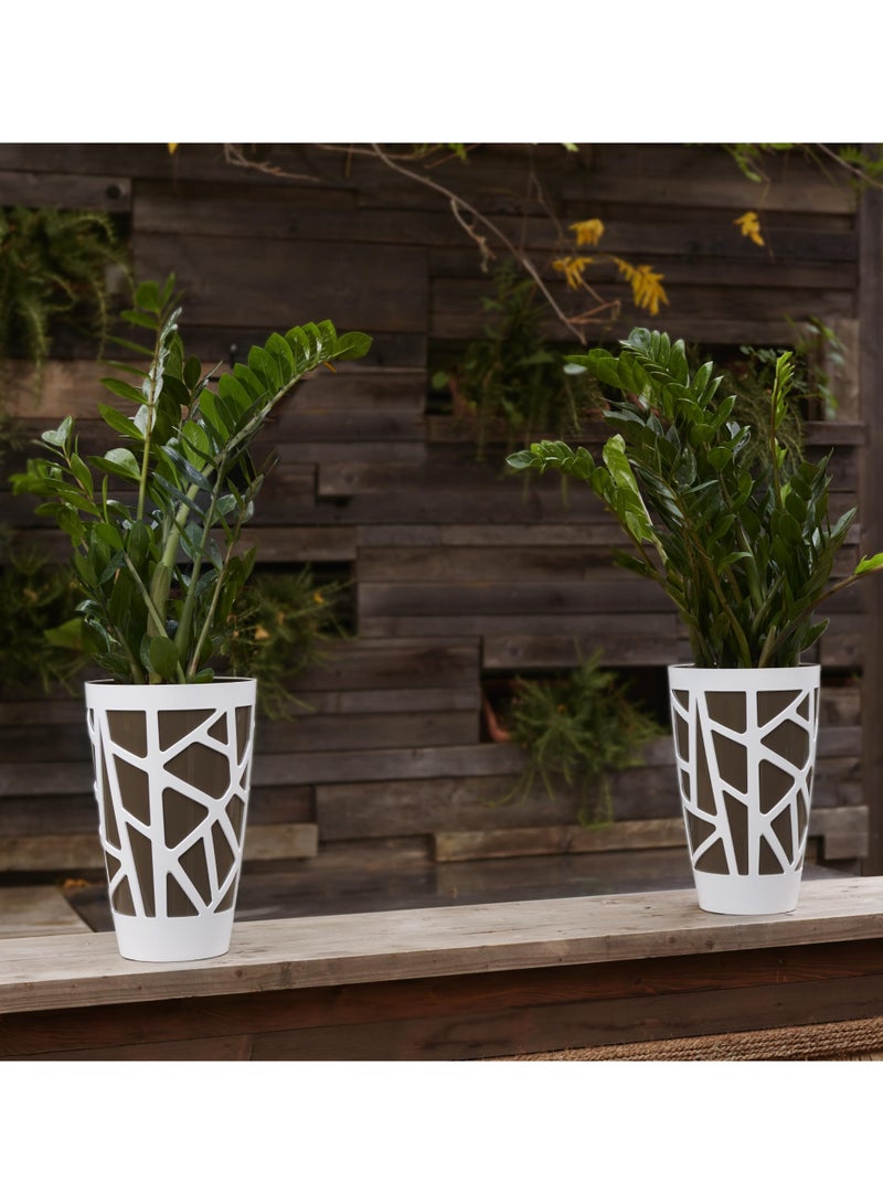 أيدل وعاء زهور بلاستيكي مزخرف مقوس 40 سم - وعاء دائري للزراعة الداخلية والخارجية للبالكون، وتوب الطاولة والحديقة - وعاء نباتي زخرفي متعدد الألوان - مصنوع في إيطاليا - من إيديل - Image 2