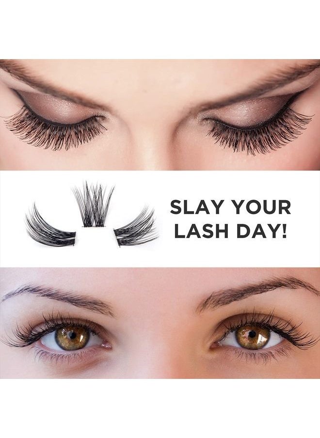 BEYELIAN - DIY Eyelash Extension,Cluster Lashes Individual Lash Clusters Extension Natural Look Reusable Glue Bonded Black Super Thin Band 24 Lash Clusters by BEYELIAN (Style 2 0.07 16mm Black Band) - Image 1