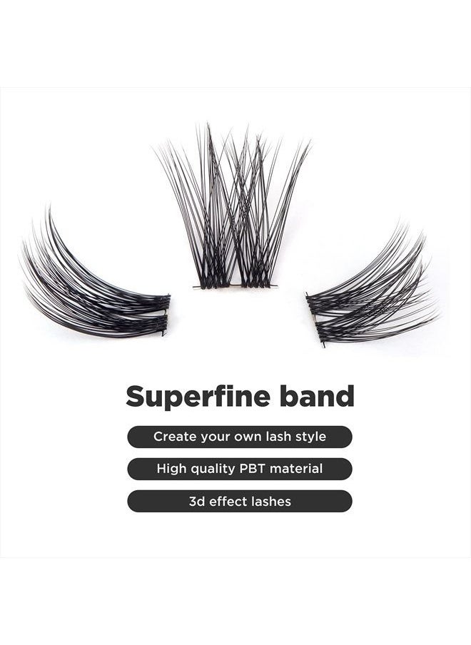 BEYELIAN - DIY Eyelash Extension,Cluster Lashes Individual Lash Clusters Extension Natural Look Reusable Glue Bonded Black Super Thin Band 24 Lash Clusters by BEYELIAN (Style 2 0.07 16mm Black Band) - Image 1