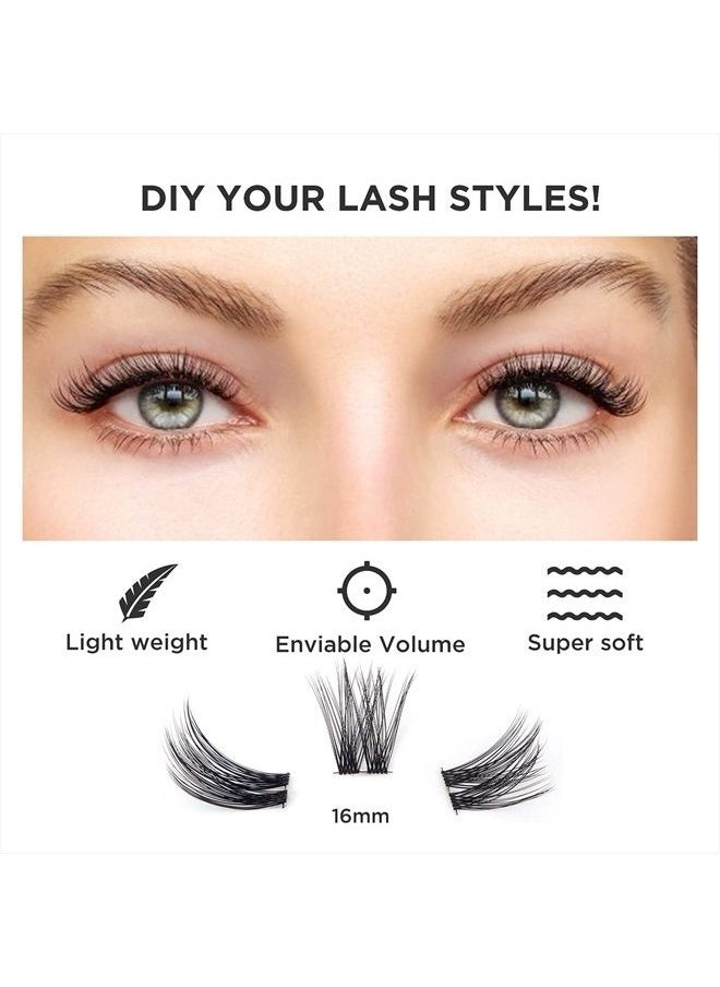 BEYELIAN - DIY Eyelash Extension,Cluster Lashes Individual Lash Clusters Extension Natural Look Reusable Glue Bonded Black Super Thin Band 24 Lash Clusters by BEYELIAN (Style 2 0.07 16mm Black Band) - Image 1