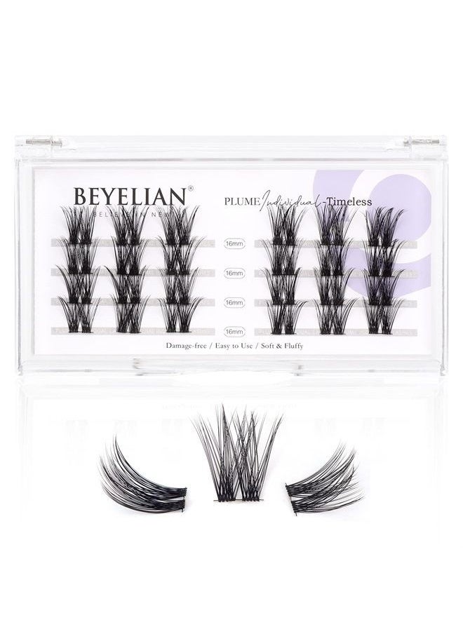BEYELIAN - DIY Eyelash Extension,Cluster Lashes Individual Lash Clusters Extension Natural Look Reusable Glue Bonded Black Super Thin Band 24 Lash Clusters by BEYELIAN (Style 2 0.07 16mm Black Band) - Image 1