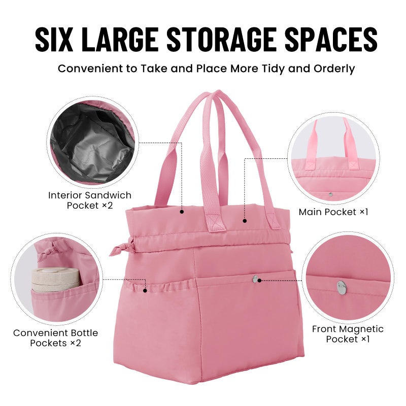 MEXS Lunch Bag for Women Reusable Drawstring Insulated Lunch Box Stain-Resistant Large Cinch Closure Lunch Bags for Work Office - Image 3