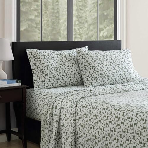 Eddie Bauer Flannel Sheets Full Size AntiPilling Wrinkle Resistant Cotton Touchably Soft for AllSeason Comfort Bed Sheets with Matching Pillowcases Fitted Sheet Deer Camp Green - Image 3