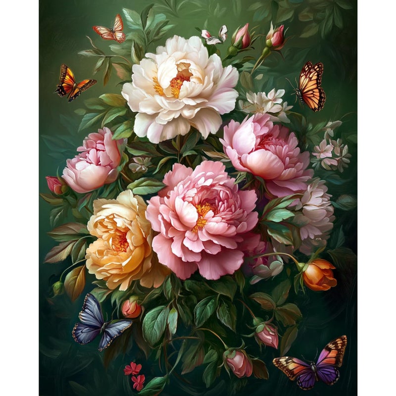 Banket Paint by Numbers Kit for Adults Beginner Flowers DIY Painting Kits for Adults Butterfly Easy Adult Paint by Number Kits on Canvas Color by Numbers for Gifts Home Wall Decor 16x20 Inch - Image 1