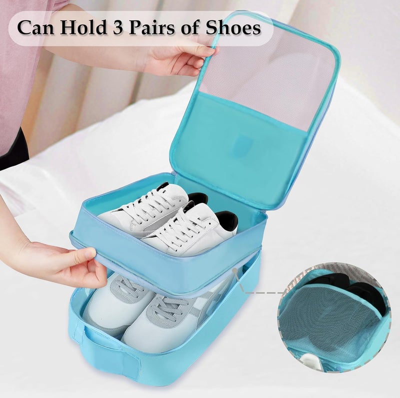 Storescent Compact Shoe Bag/Organizer/Pouch | Protect 3 Pairs of Shoes | Perfect for Travel and Daily Storage (Sky Blue) - Image 2