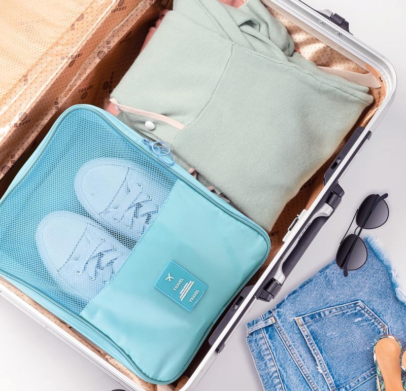 Storescent Compact Shoe Bag/Organizer/Pouch | Protect 3 Pairs of Shoes | Perfect for Travel and Daily Storage (Sky Blue) - Image 4