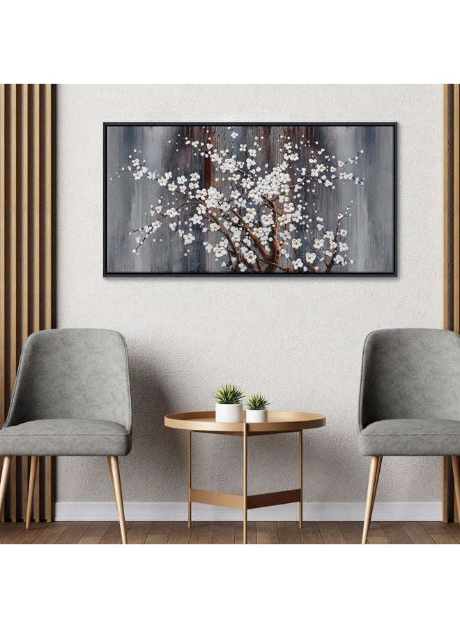AJAZIKO Wall Art for Living Room Large Modern Wall Decor Canvas Paintings for Wall Decorations White Flower Brown Bedroom Office Artwork Plum Blossom Art Prints Framed 20×40IN - Image 5