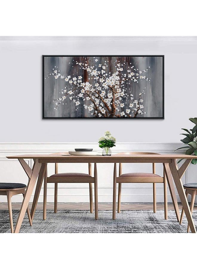 AJAZIKO Wall Art for Living Room Large Modern Wall Decor Canvas Paintings for Wall Decorations White Flower Brown Bedroom Office Artwork Plum Blossom Art Prints Framed 20×40IN - Image 2