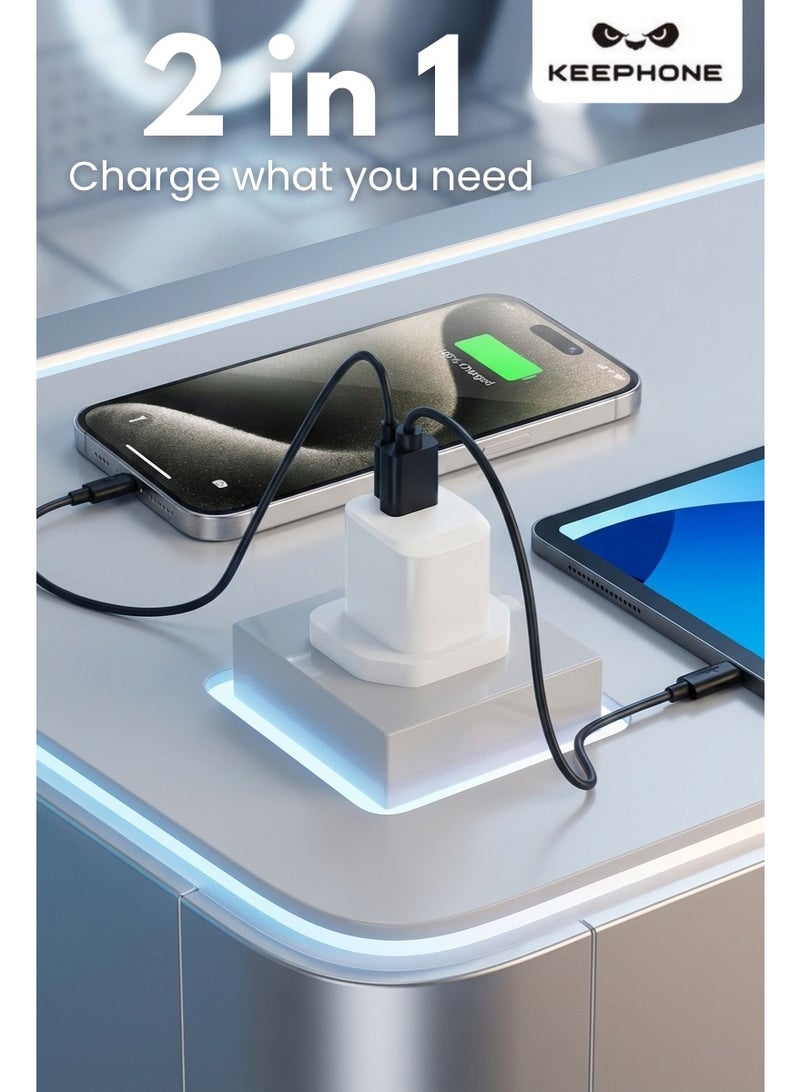 KeepHone PD 30W GaN Charger 2 Ports USB C & USB A Fast Wall Charger Type C Power Adapter with PPS Power Delivery Compatible with iPhone 16 15 Pro Max Samsung Galaxy S24 S23 iPad Air Pro MacBook Air Tablets - Image 2