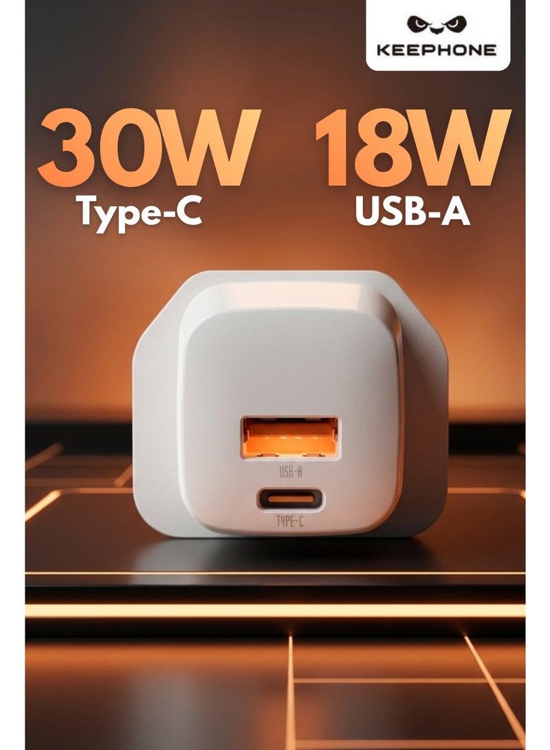 KeepHone PD 30W GaN Charger 2 Ports USB C & USB A Fast Wall Charger Type C Power Adapter with PPS Power Delivery Compatible with iPhone 16 15 Pro Max Samsung Galaxy S24 S23 iPad Air Pro MacBook Air Tablets - Image 3