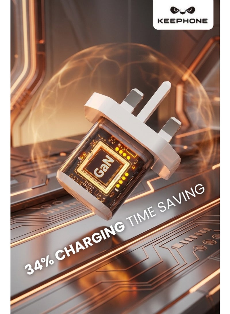 KeepHone PD 30W GaN Charger 2 Ports USB C & USB A Fast Wall Charger Type C Power Adapter with PPS Power Delivery Compatible with iPhone 16 15 Pro Max Samsung Galaxy S24 S23 iPad Air Pro MacBook Air Tablets - Image 4