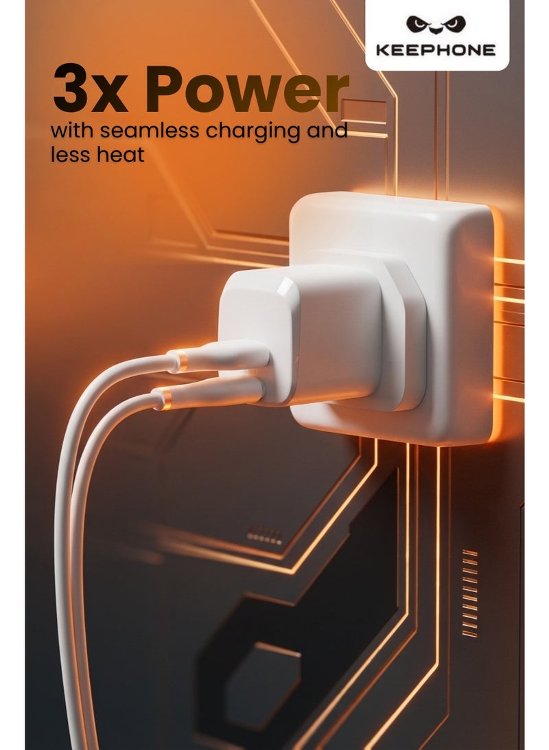 KeepHone PD 30W GaN Charger 2 Ports USB C & USB A Fast Wall Charger Type C Power Adapter with PPS Power Delivery Compatible with iPhone 16 15 Pro Max Samsung Galaxy S24 S23 iPad Air Pro MacBook Air Tablets - Image 5