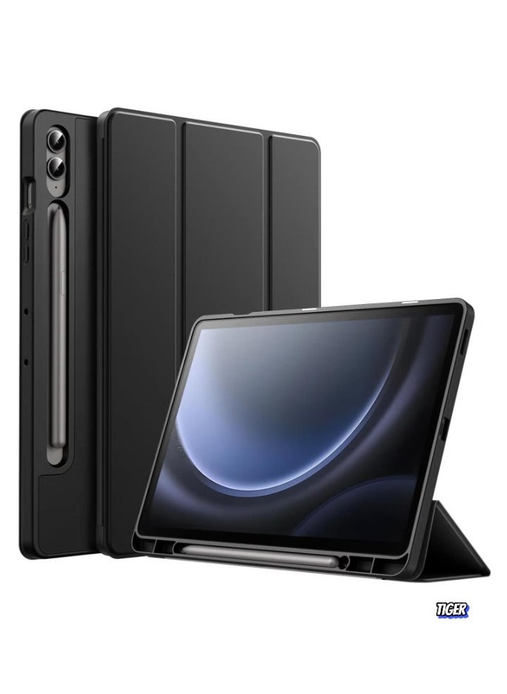 TIGER Premium Case for Samsung Galaxy Tab S9 FE+ 12.4-Inch with S Pen Holder, Soft TPU Tri-Fold Stand Protective Tablet Cover, Supports S Pen Charging, Auto Wake Sleep Function, Durable & Stylish Protection for Your Device - Image 1