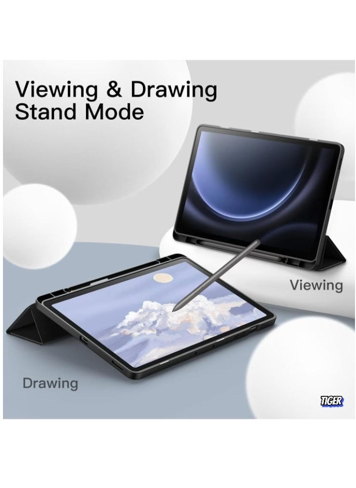 TIGER Premium Case for Samsung Galaxy Tab S9 FE+ 12.4-Inch with S Pen Holder, Soft TPU Tri-Fold Stand Protective Tablet Cover, Supports S Pen Charging, Auto Wake Sleep Function, Durable & Stylish Protection for Your Device - Image 2