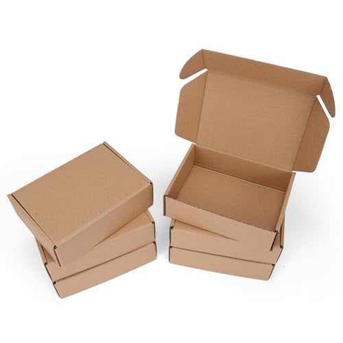 Serwrsw 7x5x2 inch Shipping Boxes Set of 6 Brown, Inner Size 6.6x4.6x1.6 inch Cardboard Box Mailers for Small Business Packaging Mailing or Gift Wrapping Giving - Image 1
