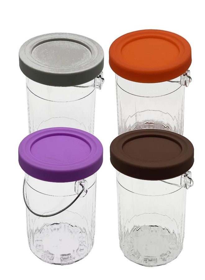 جويستار عبوات آيس كريم جوي ستار المطورة، متوافقة مع أكواب وأغطية نينجا كريمي - عبوة من 4 قطع، أكواب سعة 16 أونصة، سلسلة NC301 NC300 NC299AMZ (أكواب سعة 16 أونصة NC300، برتقالي/بنفسجي/قهوة/رمادي) - Image 1