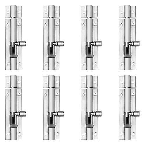 Atlantic Morden Plain Tower Bolt 4 inch (Stainless Steel, Two Tone Silver, Pack of 8 Piece) - Image 1