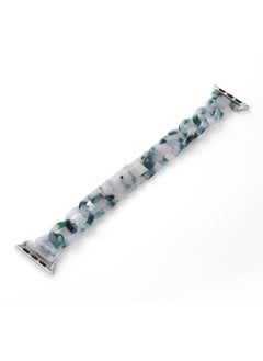 Suitable For Apple Strap Suitable For Iwatch Strap Denim Chain Small Chanel Style Transparent Resin Transparent Strap-Color:Green White-Exterior Dimension:38/40/41mm
