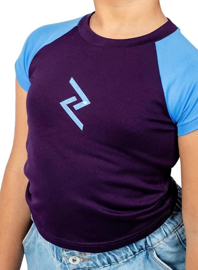 Zaecy Royal Purple-Deep Aqua Blue Girl's Raglan Sleeve Top for Women | Best Price UAE