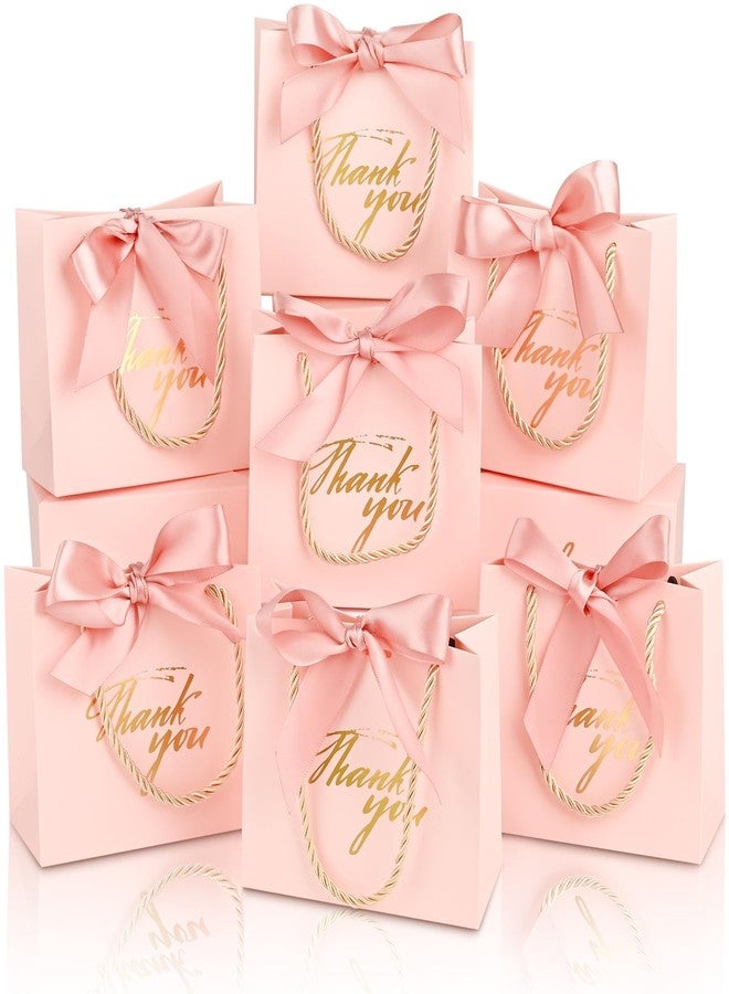 Mauproy 20 Pack Small Thank You Gift Bags with Handles, 5.5''x 2.5''x 4.7'' Mini Paper Gift Bags with Ribbons Party Favor Bags for Mother's Day Wedding Baby Shower (Pink) - Image 4