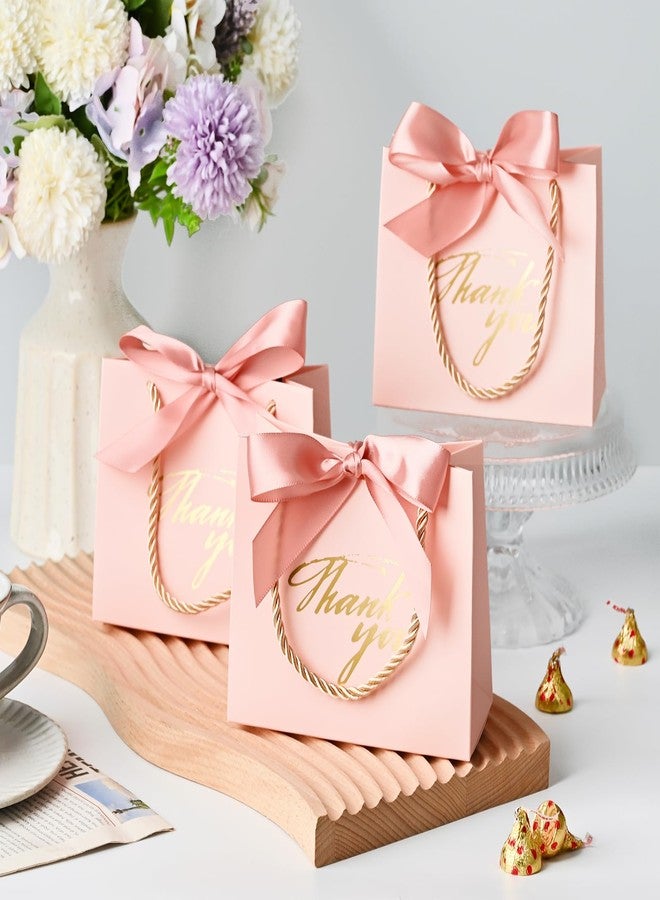 Mauproy 20 Pack Small Thank You Gift Bags with Handles, 5.5''x 2.5''x 4.7'' Mini Paper Gift Bags with Ribbons Party Favor Bags for Mother's Day Wedding Baby Shower (Pink) - Image 5