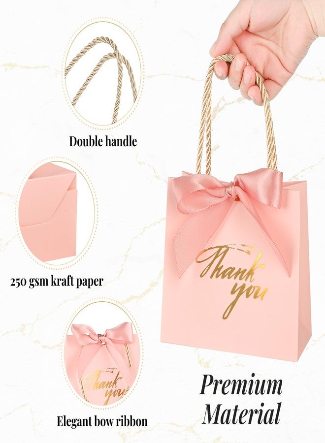Mauproy 20 Pack Small Thank You Gift Bags with Handles, 5.5''x 2.5''x 4.7'' Mini Paper Gift Bags with Ribbons Party Favor Bags for Mother's Day Wedding Baby Shower (Pink) - Image 3