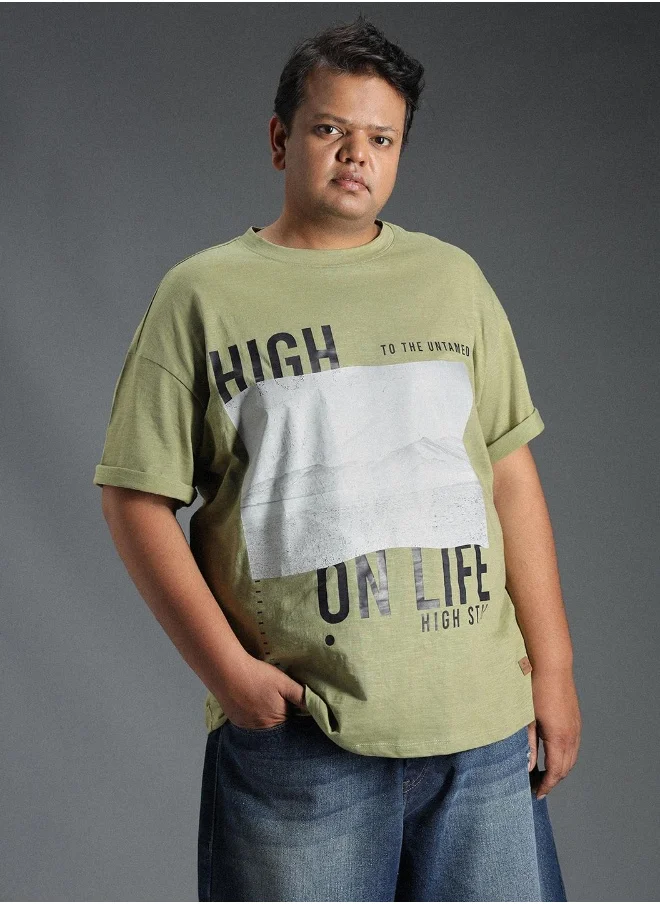 HIGH STAR Men Green T-shirt