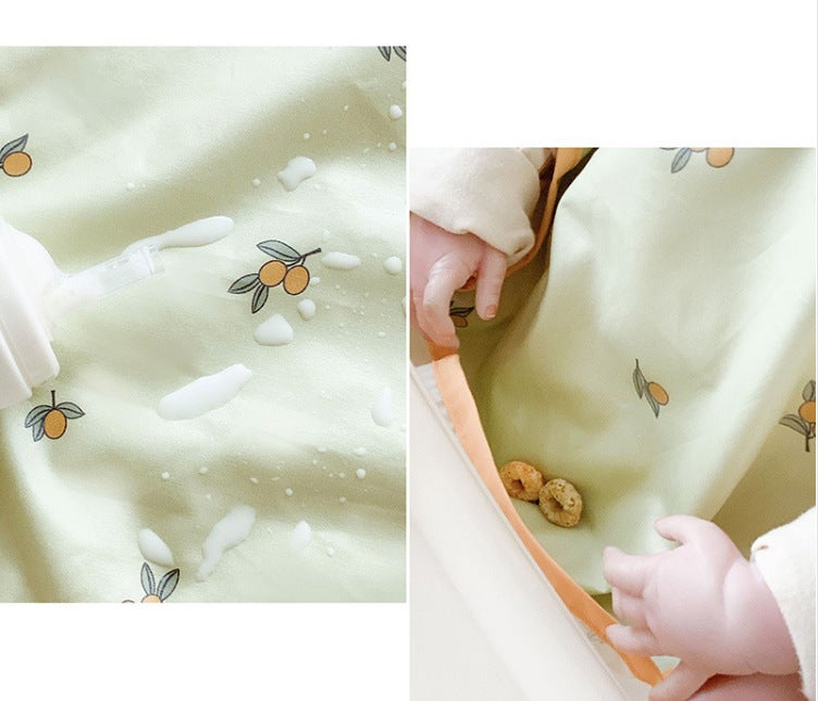 Korean Style Waterproof Baby Bib Apron Green olive long sleeves 
