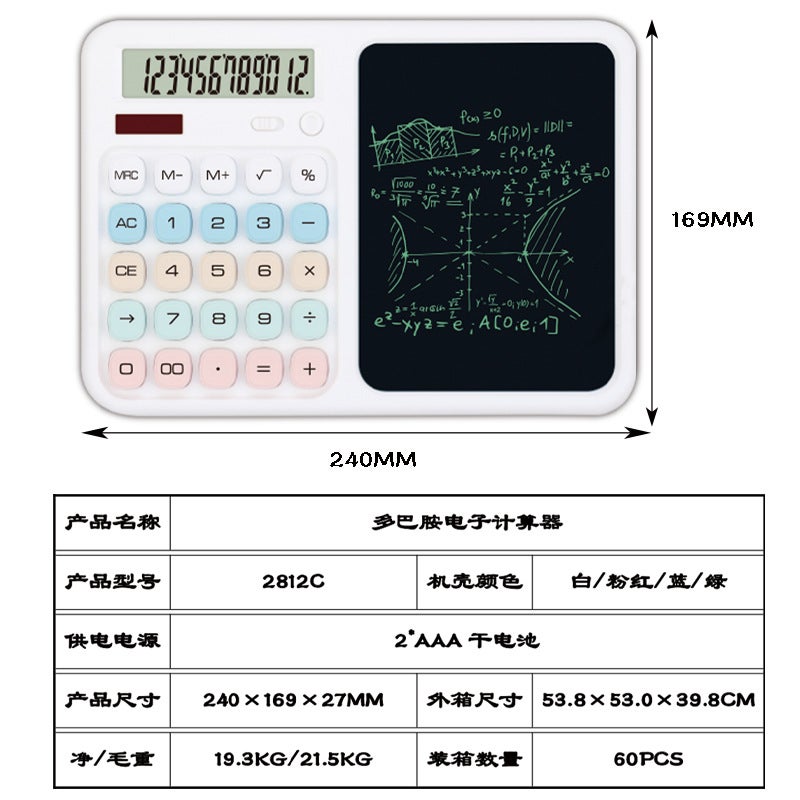 Multifunctional Calculator with Writing Pad, Fine Tip, 12-Digit Display - Image 3