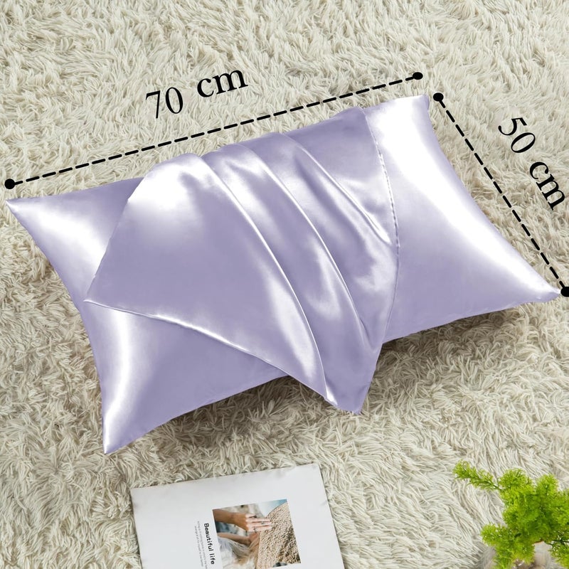 Vielit Satin Pillowcase 50 x 70 cm Set of 2, for Hair, Similar to Silk Pillowcases, Cushion Cover 50 x 70, Pillow Cases Oeko-Tex Certified Purple & 2 Satin Scrunchies - Image 4