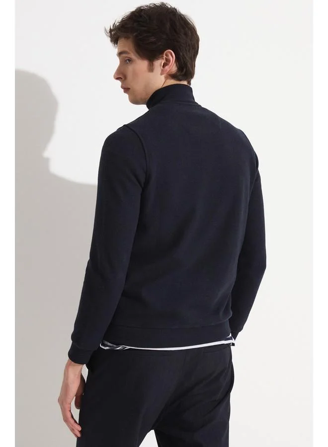 JUNE June Exclusive Men Half Zipper Sweatshirt Navy