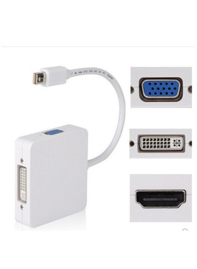 Mini Dp To Vga Hdmi Dvi Three-in-one Converter MiniDP Three-in-one Converter Square Type-Color:White