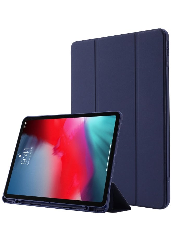 Smart New iPad Air 13 Inch Case M2 2024 with Pencil Holder, Smart iPad Case [Support Pencil Pro and Pencil(USB-C)], Support Touch ID and Auto Wake/Sleep (Navy Blue) 