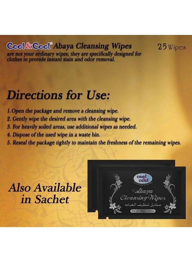 Cool & Cool Abaya Cleansing Wipes 25'S - Gentle Fabric Care, Black Color Protect & Instant Cleansing - Image 3
