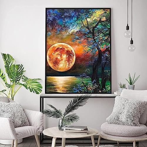 Street27® DIY 5D Diamond Painting by Number Kits for Adults & Kids Full Drill Round Art, Picture Painting Crystal Rhinestone Embroidery Home Wall Decor Gift, 12x16inch (Moon Tree) - Image 2