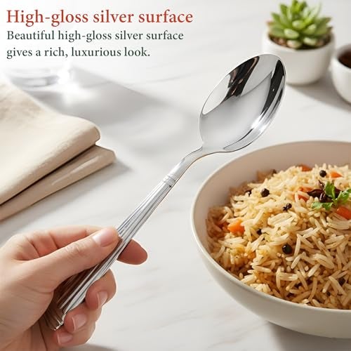 Parage 12 Pieces Stainless Steel Dinner/Table Spoons, Length 15.5 cm, Set of 12, Silver (Oskar) - Image 2