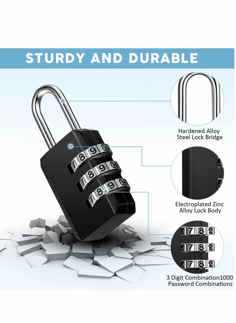 KASTWAVE - Locks Travel, Combination Lock, Bag Lock, 6 Pack, 3 Digit Combination Padlock for Traveling Toolbox School Gym Door Locker Suitcases Employee Hasp Storage - Image 1