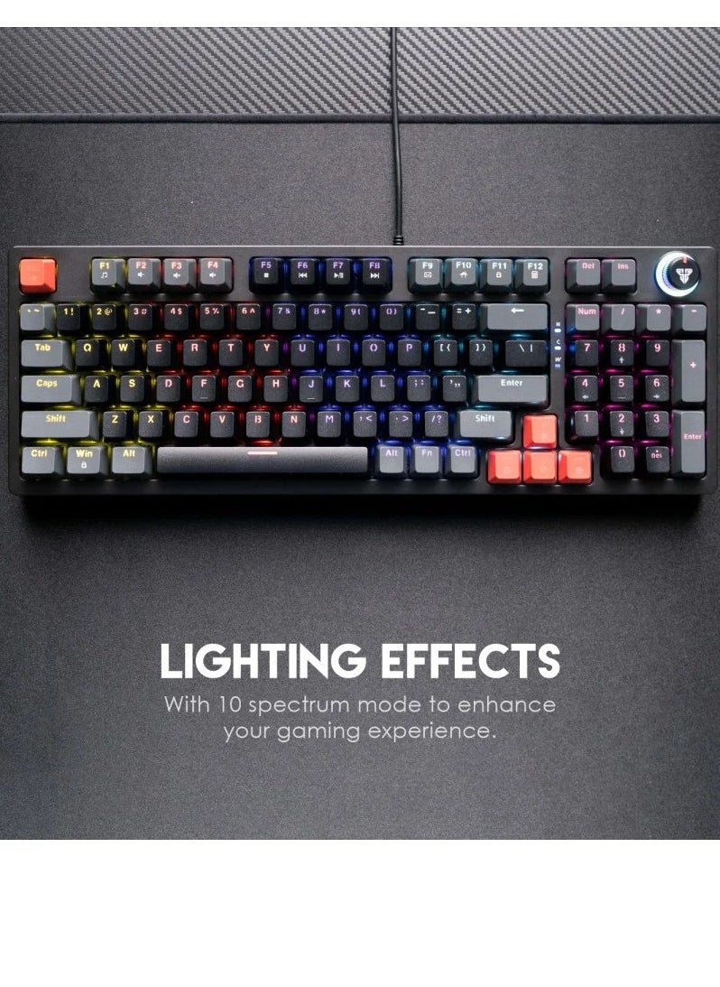 FANTECH - ATOM96 MK890 Gaming Keyboard RGB Mechanical – Blue Switch  – Full Size Form Factor – Double Injection Keycaps – 10 Lighting Effects – Full Keys Anti-Ghosting – Volume Knob - Image 1