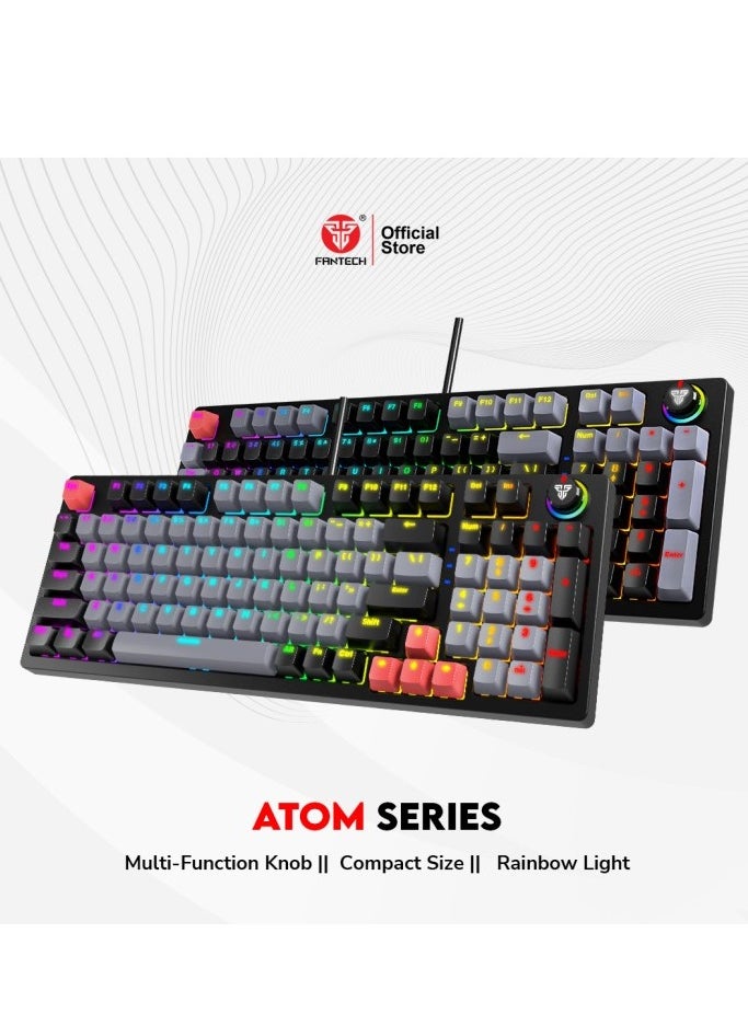 FANTECH - ATOM96 MK890 Gaming Keyboard RGB Mechanical – Blue Switch  – Full Size Form Factor – Double Injection Keycaps – 10 Lighting Effects – Full Keys Anti-Ghosting – Volume Knob - Image 1