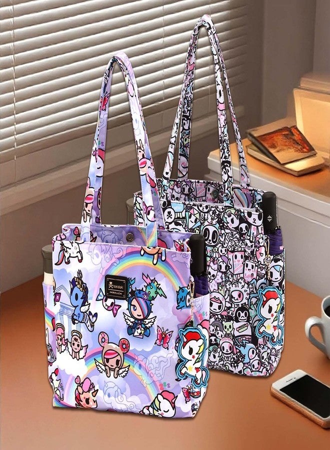 Tokidoki Unicorno Cute Tote Bags for Women Foldable Canvas Tote Bag with Doll Portable Shoulder Handbag for Work Travel (Rainbow) - Image 3