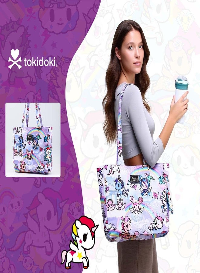 Tokidoki Unicorno Cute Tote Bags for Women Foldable Canvas Tote Bag with Doll Portable Shoulder Handbag for Work Travel (Rainbow) - Image 2