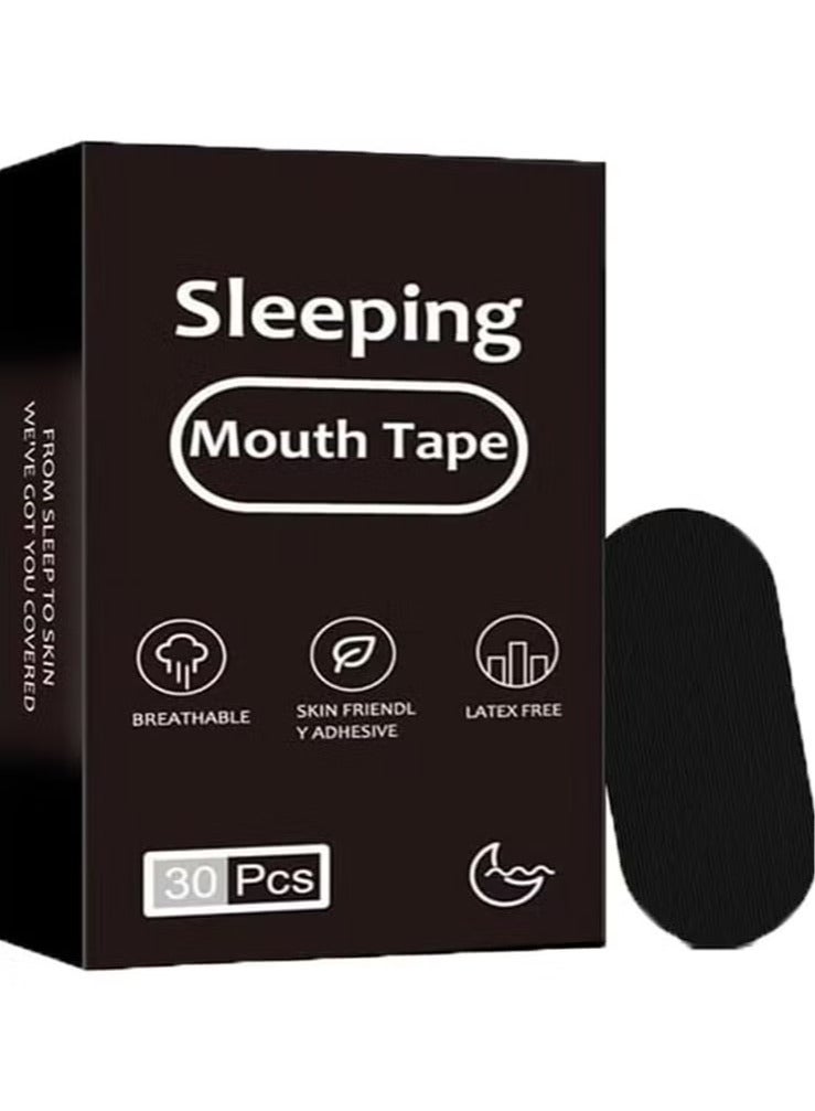 30 Pcs Sleeping Mouth Tape, Comfortable & Breathable Mouth Tape, Say No to Snoring, Comfortable Sleep & Breathing (Black)